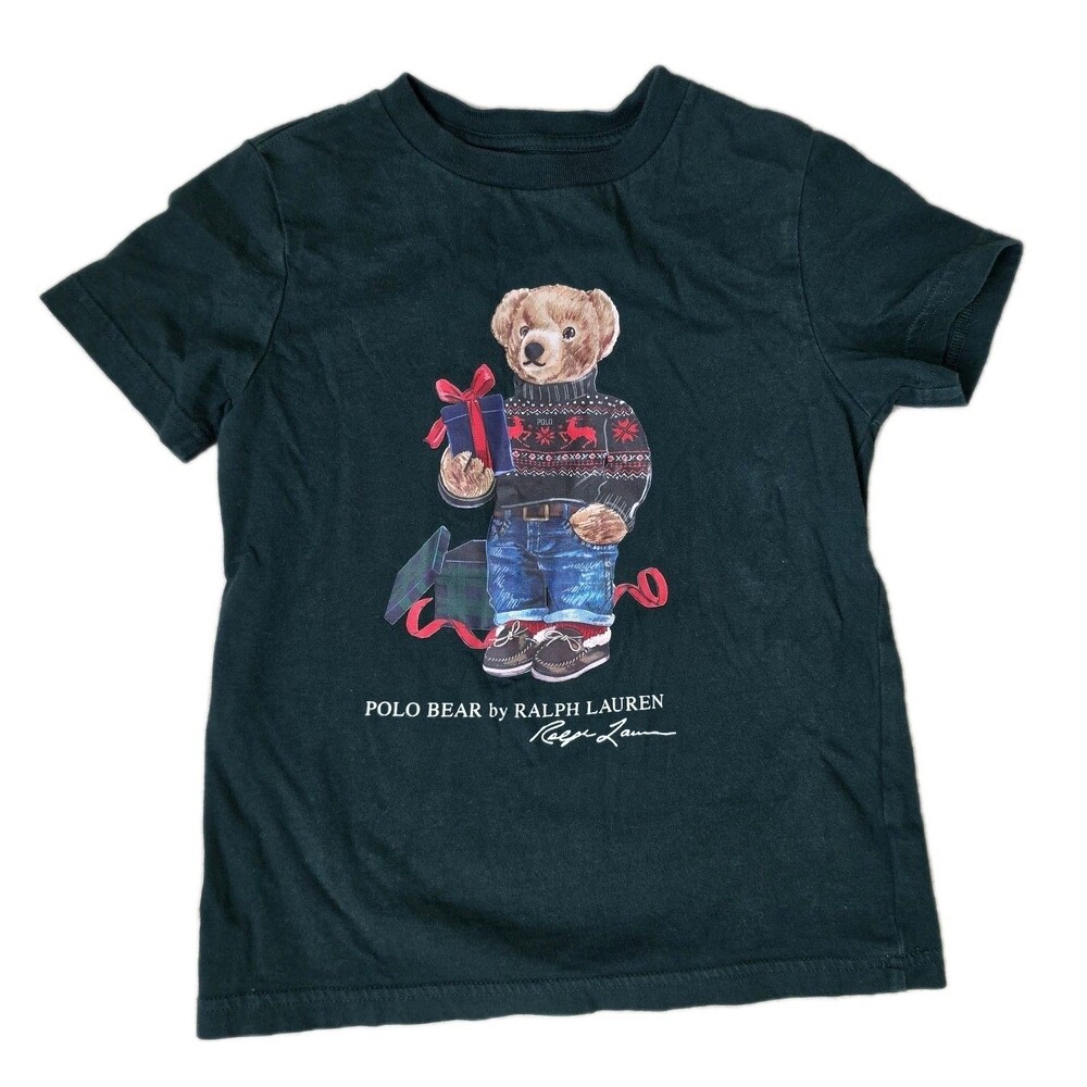 Boys POLO RALPH LAUREN Green Short Sleeved Polo Bear T-Shirt Size 5